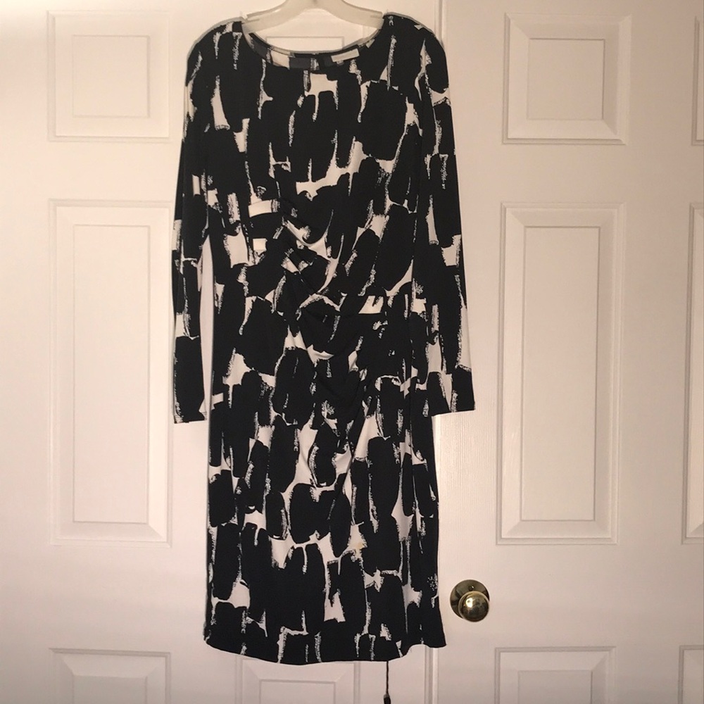 Black & White print rouched dress